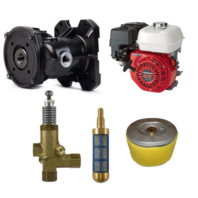Unloader valves, hose couplings and fittings, gearboxes, water filters, pump repair kits and engine components - Pressure Washer Parts available from Eurojet, Cork, Ireland